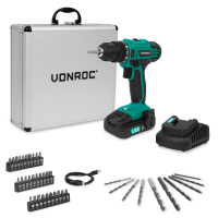 Cordless Drill 20V | Incl. 2.0Ah Battery, Charger, and 46 accessories in premium case