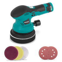 Polisher 12V- Ø 125mm | Incl. Battery, USB-C Cable, 4 Polishing discs and sandpaper