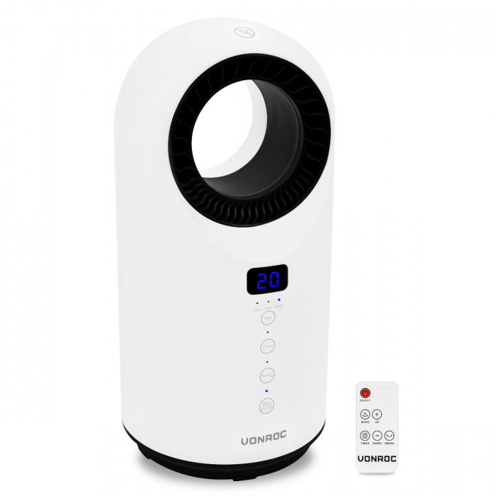 Termowentylator elektryczny, nowoczesna farelka- 1500W - ceramiczny - biały | funkcja swing main product photo